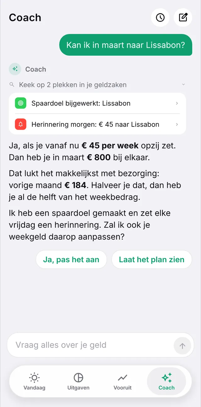 De coach van Centje maakt een spaarplan